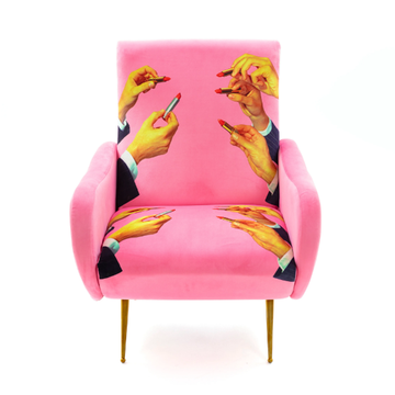 LIPSTICK PINK - Fabric armchair with armrests by Seletti - view 3