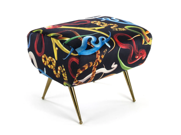 SNAKES - Upholstered fabric footstool by Seletti - view 2
