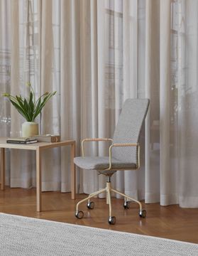 Stella High back upholstered armchair wheel base adjustable height by Swedese - view 6