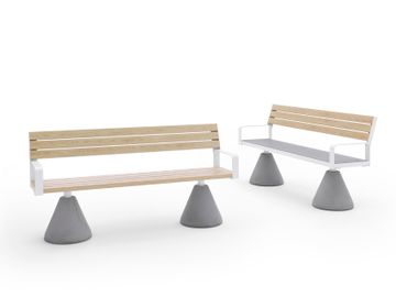 BENCH WITH BACKREST WITH CONICAL BASE .040 - Urbantime by Diemmebi by Urbantime