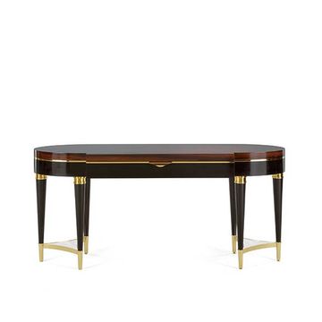 Ebony dressing with ziricote, brass and marble inserts by Zanaboni