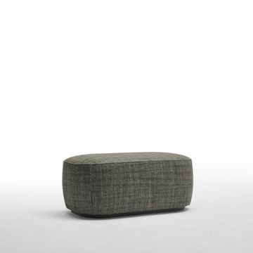 Modern upholstered pouf with wooden base by Zanaboni