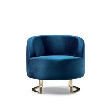 Modern design armchair covered in fabric with champagne finish by Zanaboni