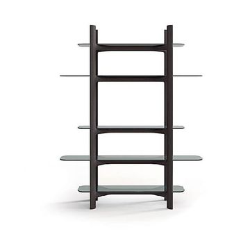 Modern style etagere bookcase with gray stained ash structure by Zanaboni