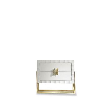 Lacquered bedside table with bronzed brass base. by Zanaboni
