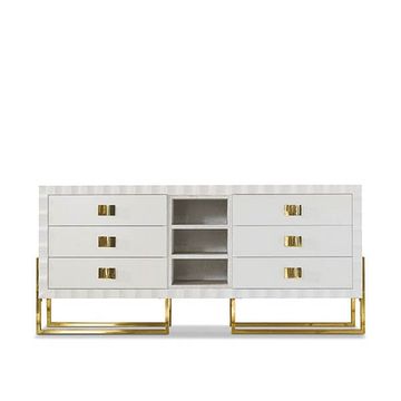 Lacquered chest of drawers with bronzed brass details by Zanaboni