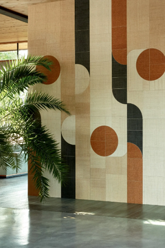 MERIDA - SOL - Raffia wall fabric with graphic pattern by Élitis - view 3