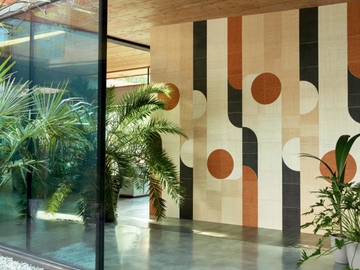 MERIDA - SOL - Raffia wall fabric with graphic pattern by Élitis - view 2
