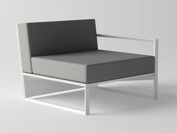 ORA MODULAR SOFA RIGHT PIECE - Aluminium garden armchair with armrests by 10Deka