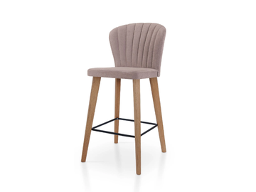GLORIA BAR OAK - High fabric stool with footrest by 5A Design
