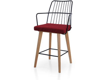 MIA BAR OAK - Powder coated steel stool with footrest by 5A Design