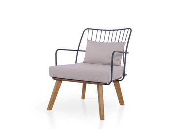 MIA XL LOUNGE OAK - Powder coated steel armchair with armrests by 5A Design