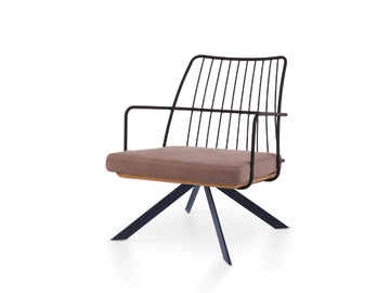 MIA XL LOUNGE SPIDER - Trestle-based powder coated steel armchair with armrests by 5A Design