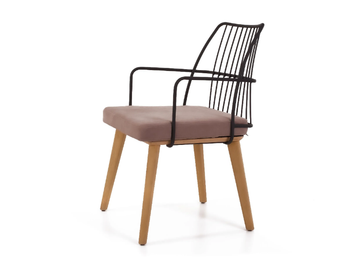 MIA XL OAK - Chair with metal backrest and oak base by 5A Design