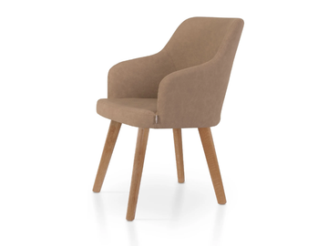 PARADISE OAK - Leather chair with armrests by 5A Design