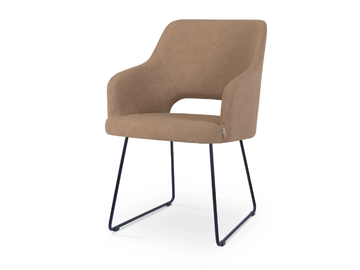 PARADISE SLED - Sled base leather chair with armrests by 5A Design
