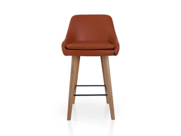 PREMIERE BAR OAK - High leather stool with footrest by 5A Design