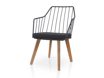 PREMIERE METAL OAK - Powder coated steel chair with armrests by 5A Design