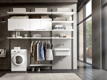 INTERMEZZO - Wall-mounted wooden laundry room cabinet with sink by Adok