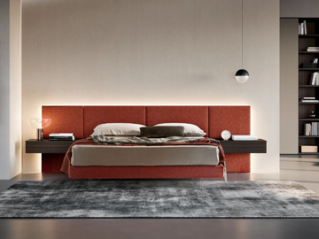 MODULA - Fabric double bed with upholstered headboard by Adok