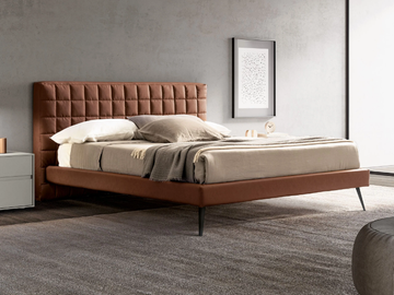 RUBIK - Eco-leather bed with upholstered headboard by Adok
