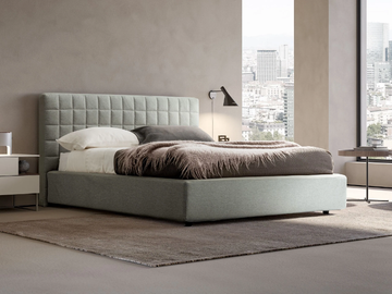 RUBIK - Fabric double bed with upholstered headboard by Adok
