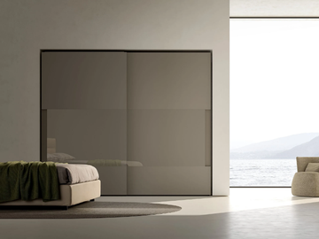 SHINE - Wood and glass wardrobe with sliding doors by Adok