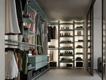 VERTICAL - Sectional metal and wood walk-in wardrobe with integrated lighting by Adok
