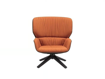 NUEZ LOUNGE BIO BU2743 - Swivel trestle-based armchair high-back by Andreu World