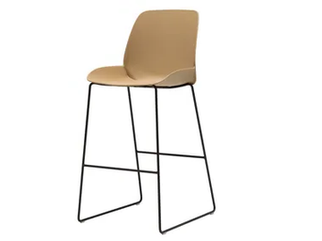 NUEZ OUTDOOR BQ2891 - Sled base high Polymer stool with footrest by Andreu World