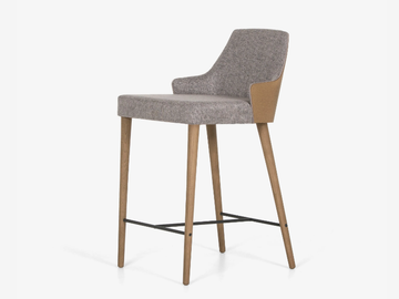 LILA PLUS - Upholstered ash barstool with footrest by Anesis