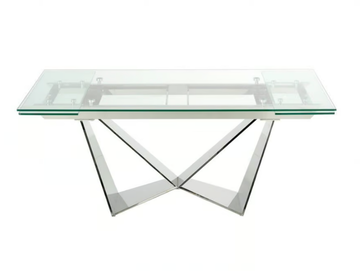 1027 - Extending rectangular glass and steel table by Angel Cerdá