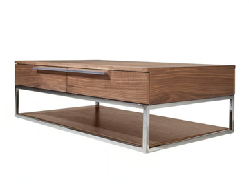 2114 - Rectangular low wood veneer coffee table with storage space by Angel Cerdá