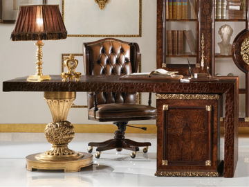 GRAND ROYAL - Rectangular Imitation leather writing desk with drawers by A.R. Arredamenti