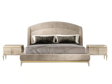 VICTOR - Upholstered leather double bed by A.R. Arredamenti