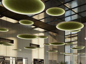 FUTON - Hanging acoustic panel with Integrated Lighting by Ares Line