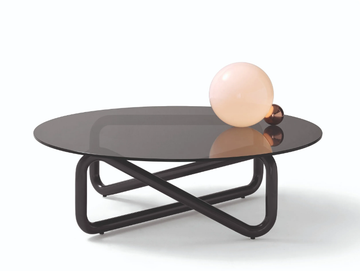 INFINITY - Round glass and steel coffee table by Arflex