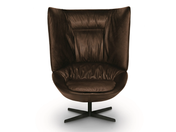 LADLE HIGH - Leather armchair with 4-spoke base high-back by Arflex