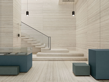 ULTRA MARMI - TRAVERTINO SILVER - Porcelain stoneware wall/floor slabs with marble effect by ARIOSTEA
