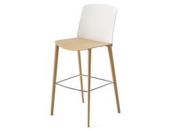 MIXU - High stackable bar stool with oak legs by Arper