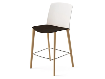 MIXU - Polypropylene and plywood stool with oak legs by Arper