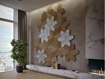 AZALEA 3D - Wooden and marble tridimensional boiserie by Arte Brotto