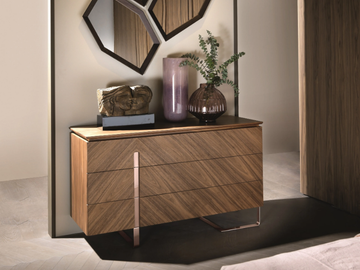 LEONARDO L314N/M - Walnut chest of drawers with integrated handles by Arte Brotto