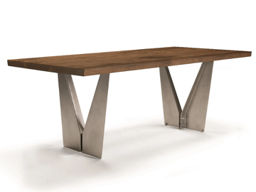 LEONARDO L640N/180L - Rectangular metal and walnut table by Arte Brotto