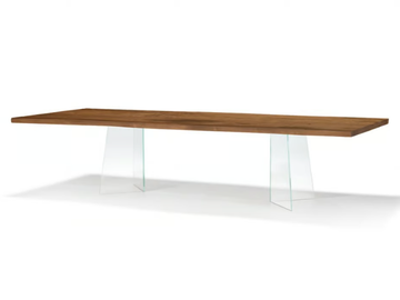 VERO COMPACT - V GLASS - Rectangular solid wood table by Arte Brotto