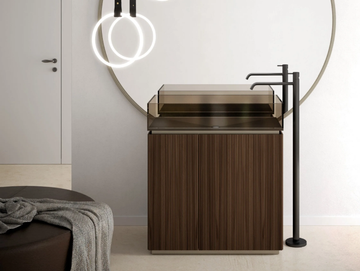 PLISSÉ LEGNO - Floor-standing single wooden vanity unit by ARTELINEA