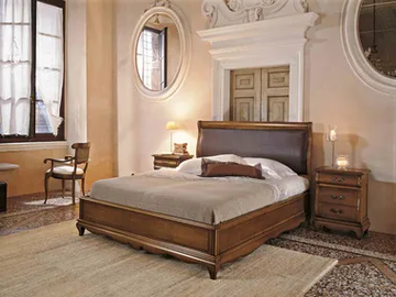 FENICE - Solid wood double bed with upholstered headboard by Arvestyle