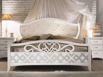 NAIMA - Solid wood bed with tufted headboard by Arvestyle