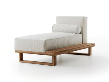 9.ZERO LEFT CHAISE LONGUE - Teak and fabric sun lounger by Atmosphera