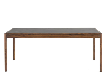 LEATHER DESK - Solid wood writing desk with drawers and leather top by BassamFellows